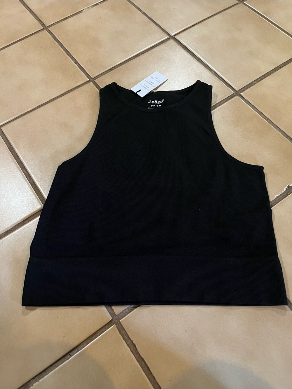 Black Ribbed High-Neck Crop Tank
